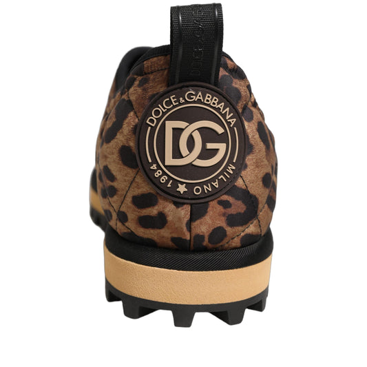 Dolce & Gabbana Brown Leopard Print Quilted Men Sneakers Shoes