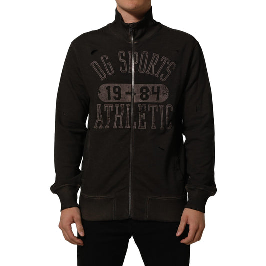Dolce & Gabbana Brown Logo Print Full Zip Sweatshirt Sweater