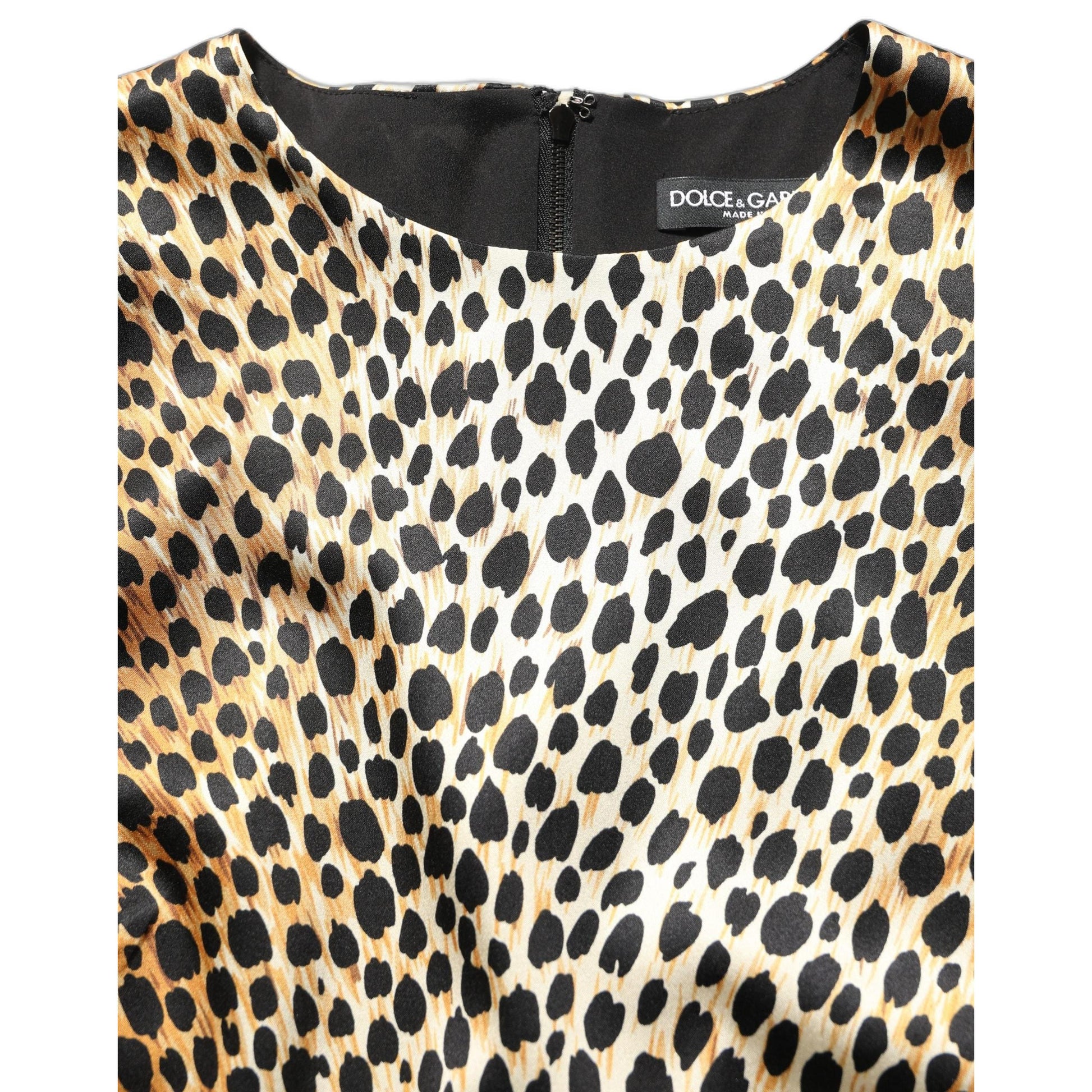 Dolce & Gabbana Brown Ocelot Print Long Sleeve Mini Dress