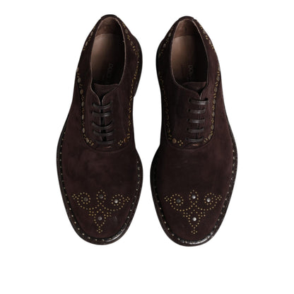 Dolce & Gabbana Brown Velvet Lace Up Oxford Dress Shoes