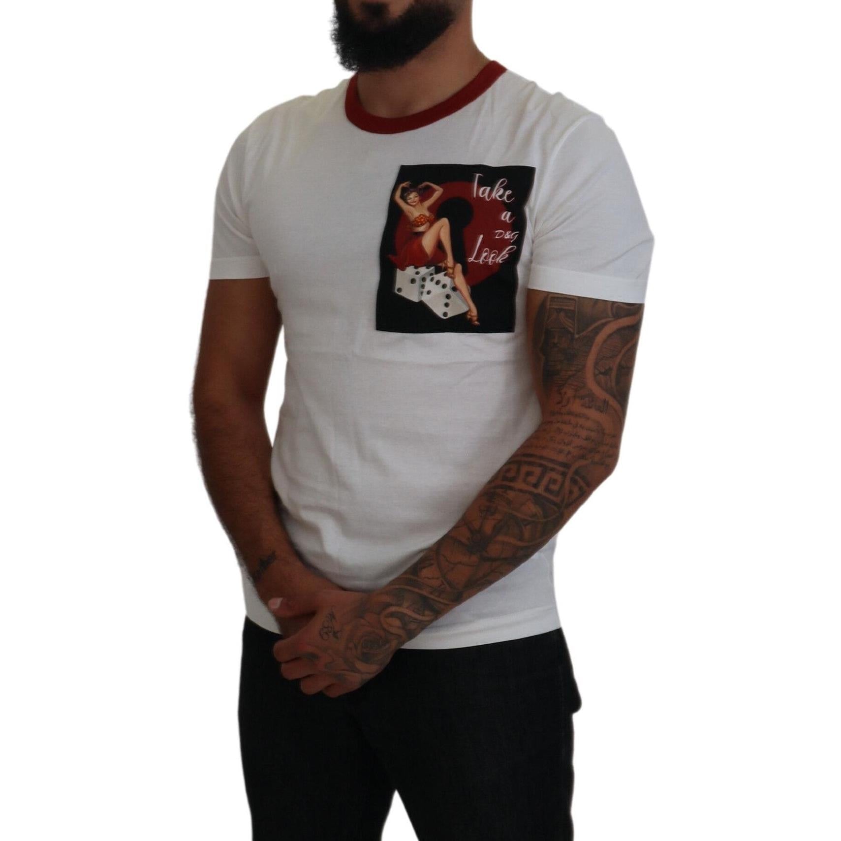 Dolce & Gabbana Cotton White Logo Print Crewneck T-shirt