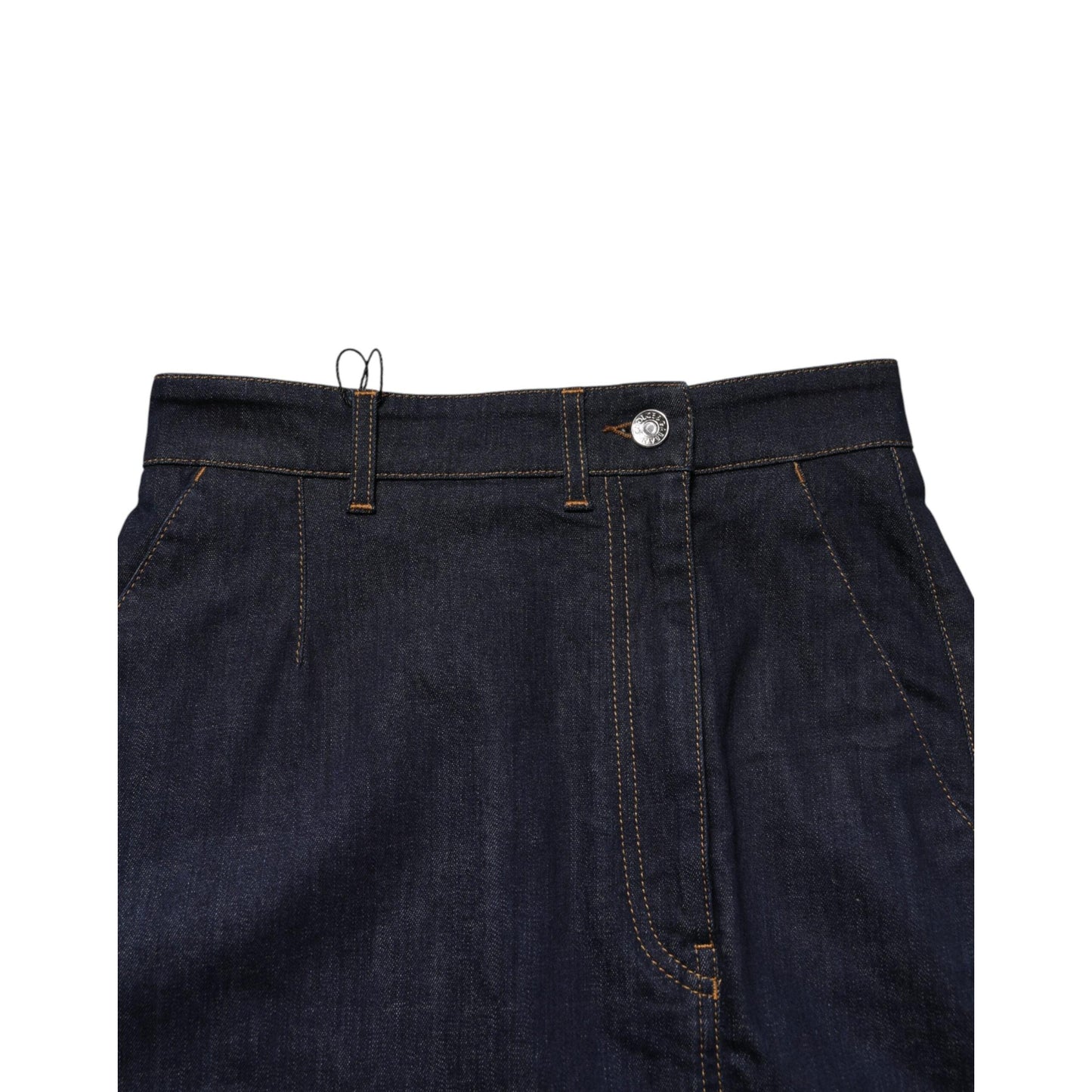 Dolce & Gabbana Dark Blue Cotton A-line Denim Midi Skirt