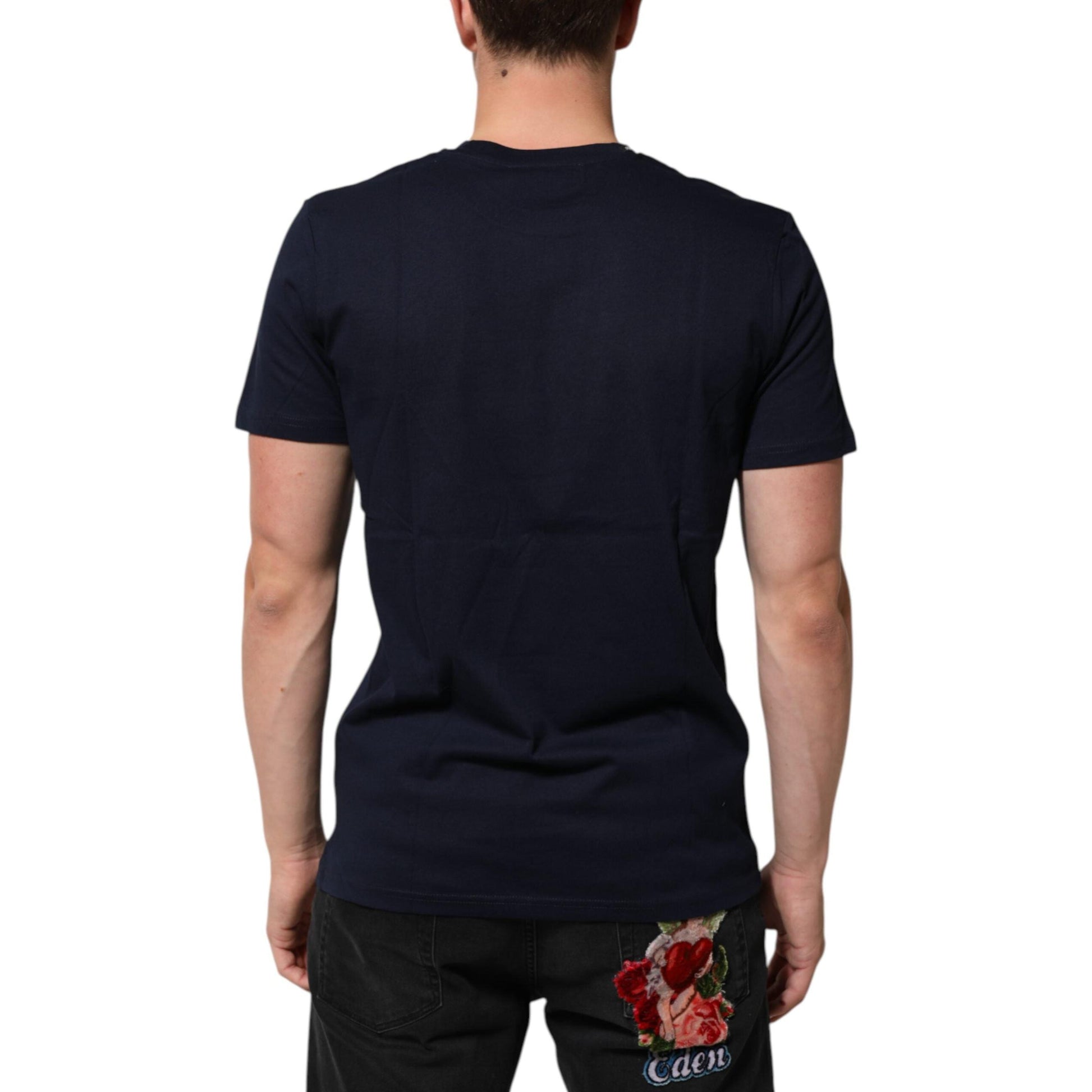 Dolce & Gabbana Dark Blue Cotton DG Logo Print Men’s Top T-shirt