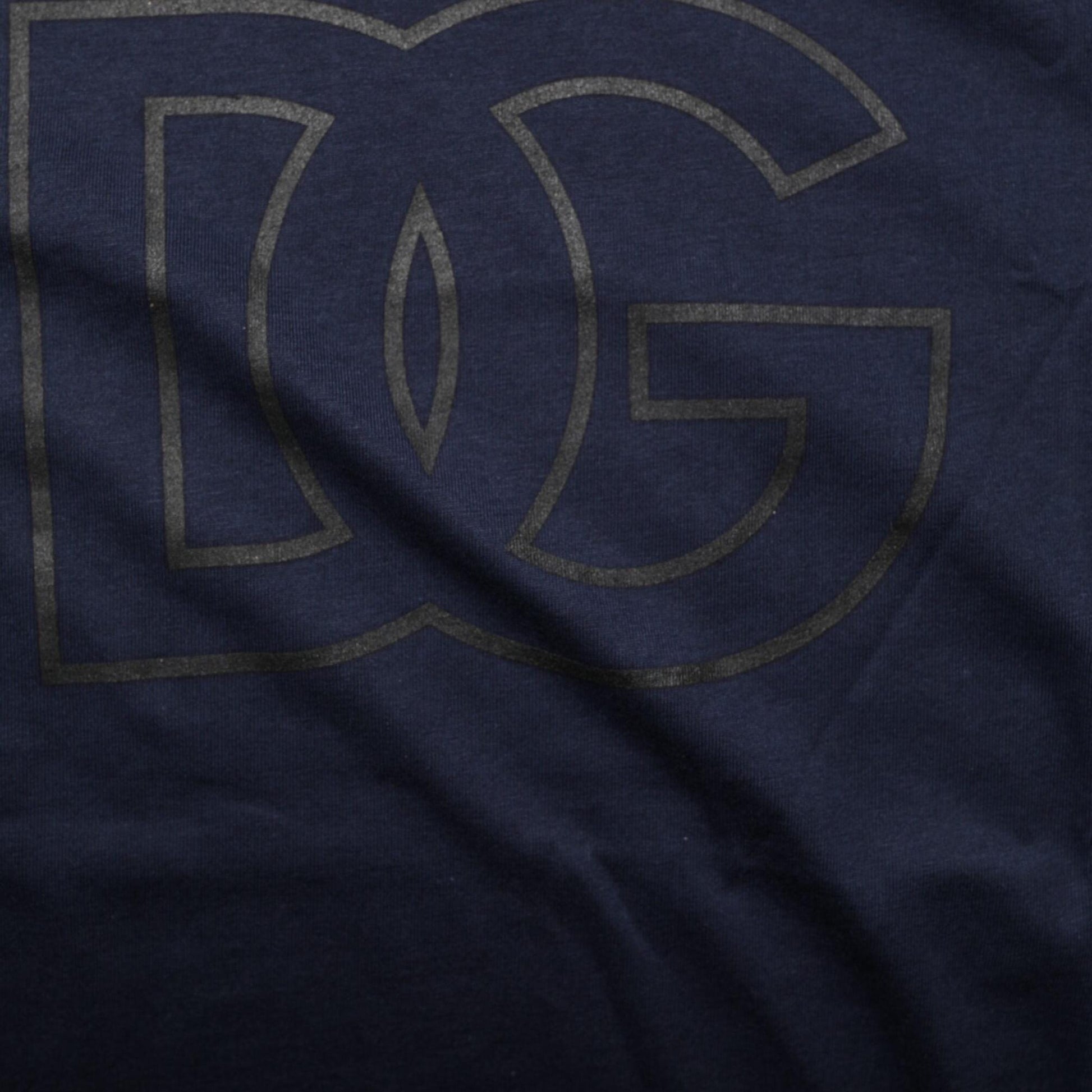 Dolce & Gabbana Dark Blue Cotton DG Logo Print Men’s Top T-shirt