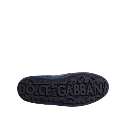Dolce & Gabbana Dark Blue Leather Low Top Men Sneakers Shoes