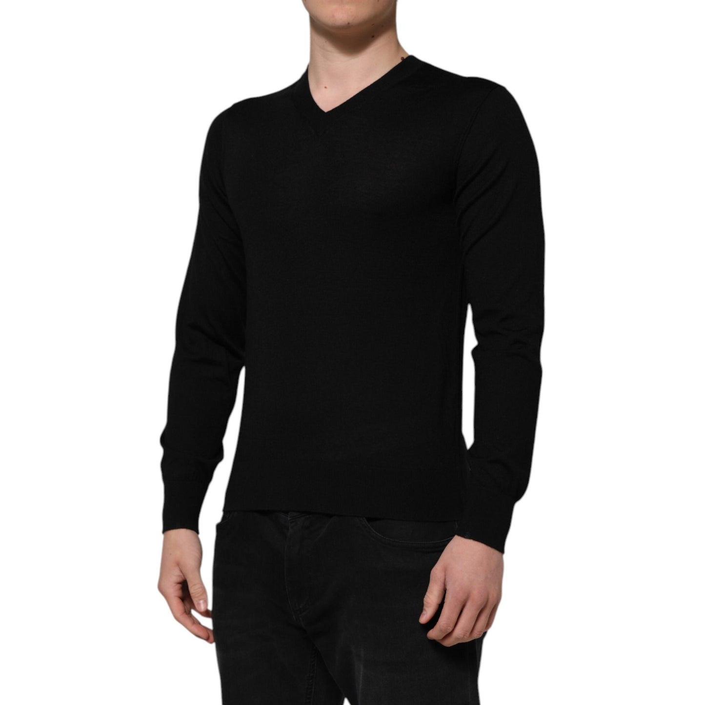 Dolce & Gabbana Dark Gray Embroidered Logo Pullover Sweater