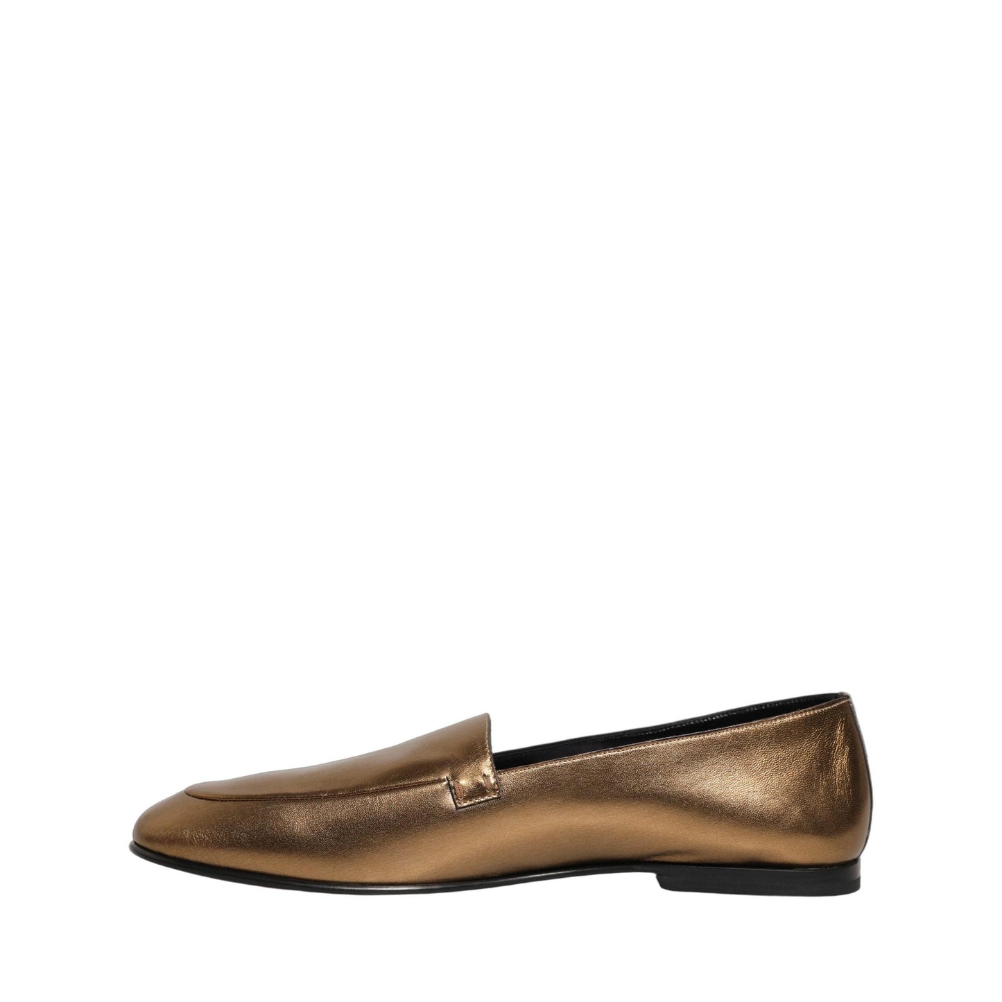 Dolce & Gabbana Gold Leather DG Logo Slip On Men Loafers Shoes