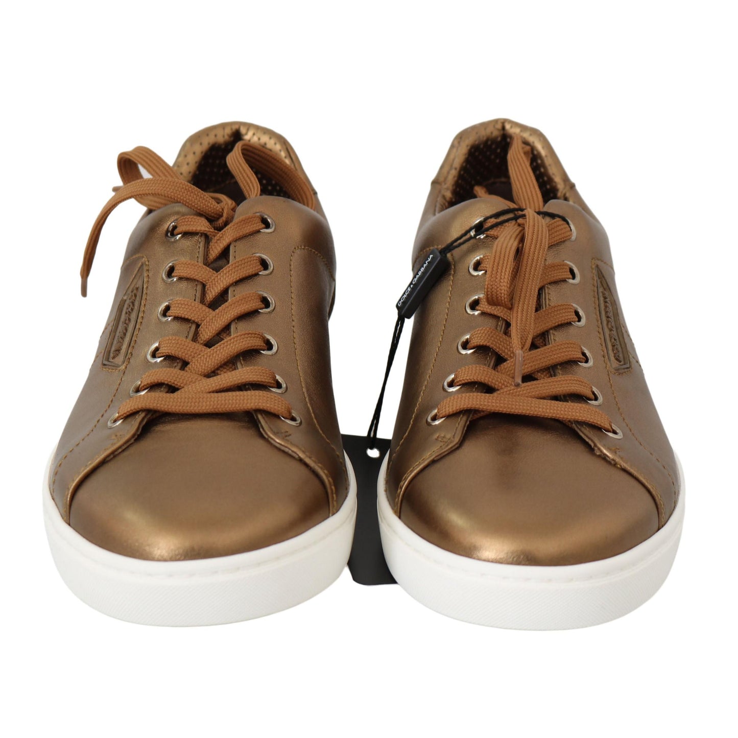 Dolce & Gabbana Gold Leather Mens Casual Sneakers