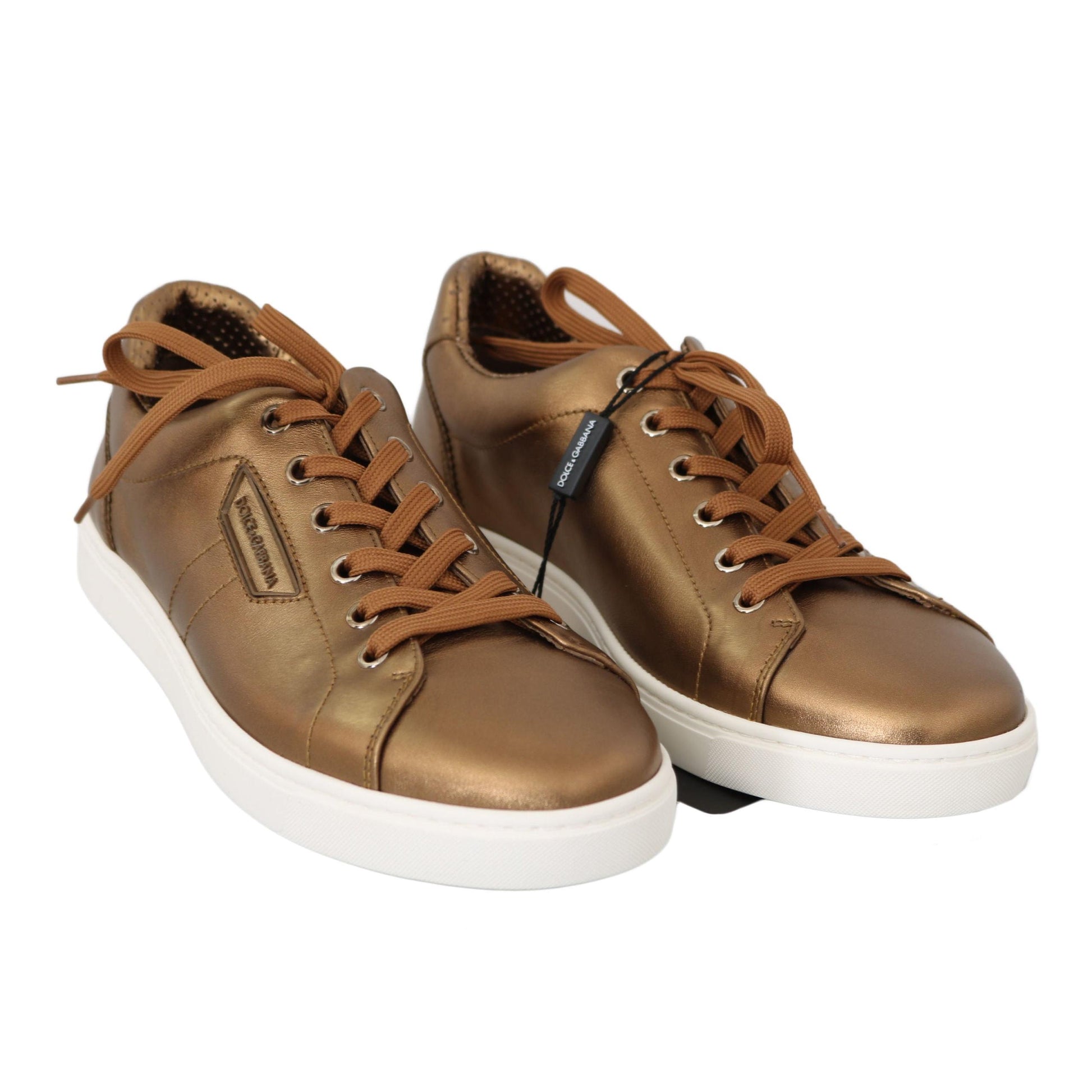 Dolce & Gabbana Gold Leather Mens Casual Sneakers