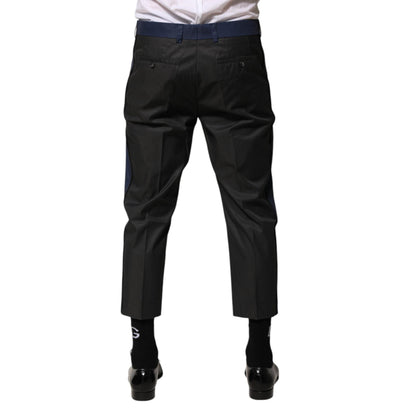 Dolce & Gabbana Gray Blue Cotton 3/4 Chinos Crop Trouser Pants
