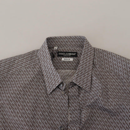 Dolce & Gabbana Gray Brown GOLD Slim Fit Dress Formal Shirt