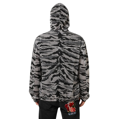 Dolce & Gabbana Gray Camouflage Hooded Sweatshirt Jacket