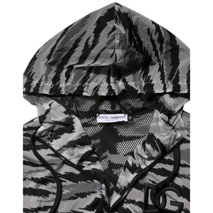 Dolce & Gabbana Gray Camouflage Hooded Sweatshirt Jacket