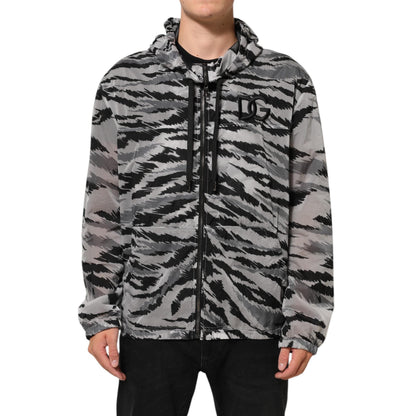 Dolce & Gabbana Gray Camouflage Hooded Sweatshirt Jacket