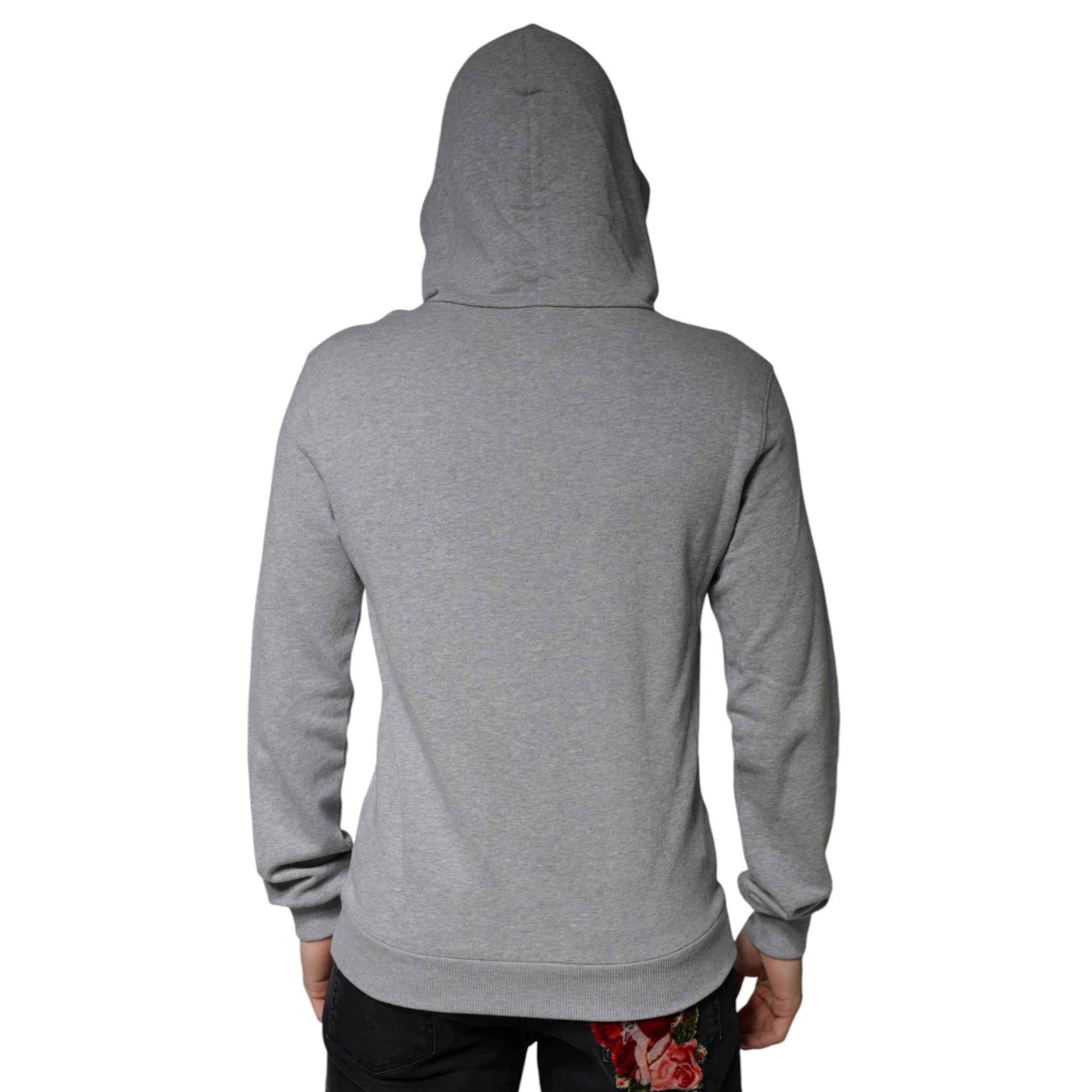Dolce & Gabbana Gray Cotton Logo Hooded Sweatshirt Sweater