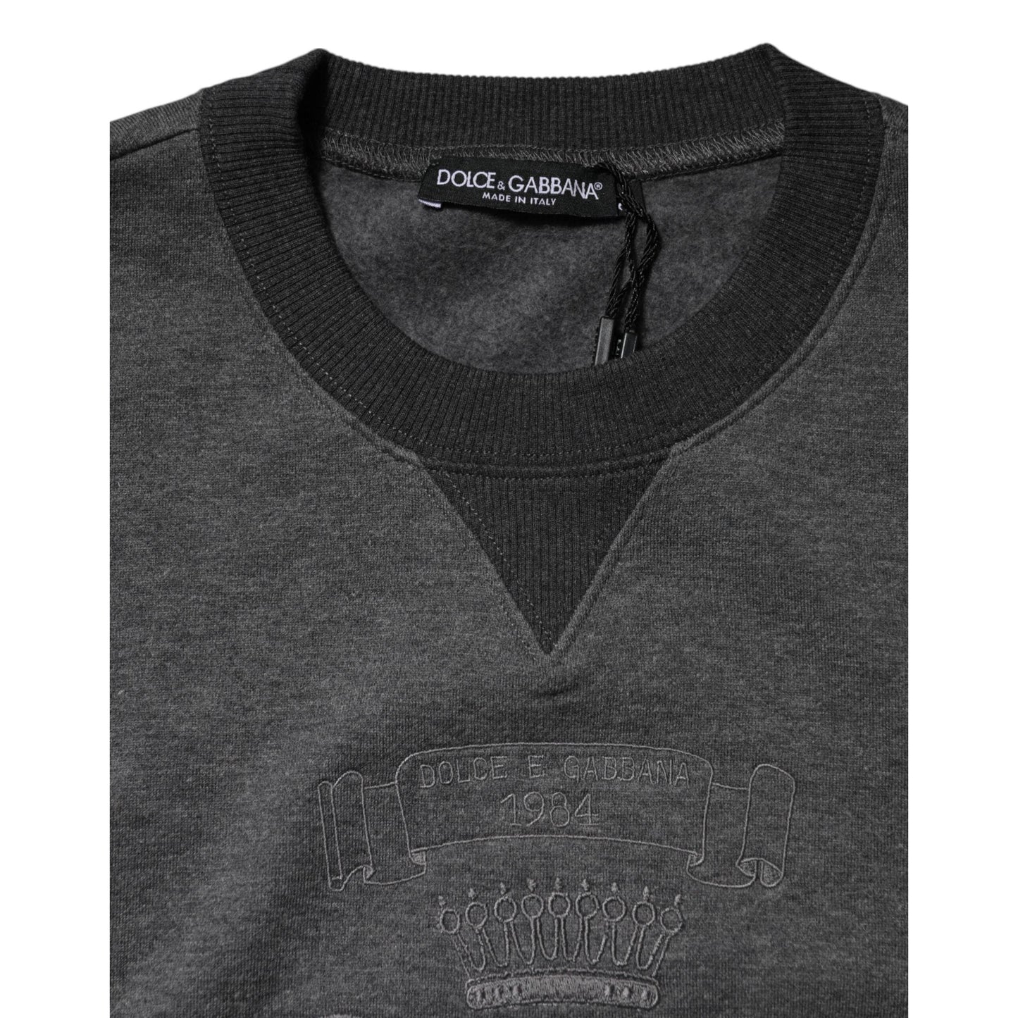 Dolce & Gabbana Gray DG Logo Embroidered Pullover Sweater