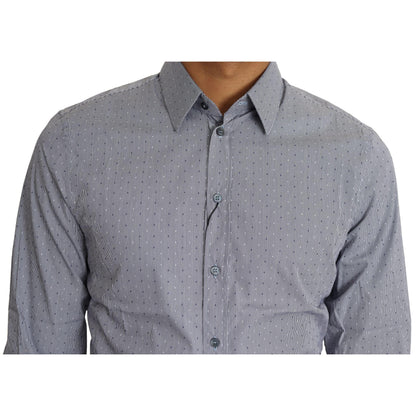 Dolce & Gabbana Gray Dotted Semi Fitted Formal SICILIA Shirt