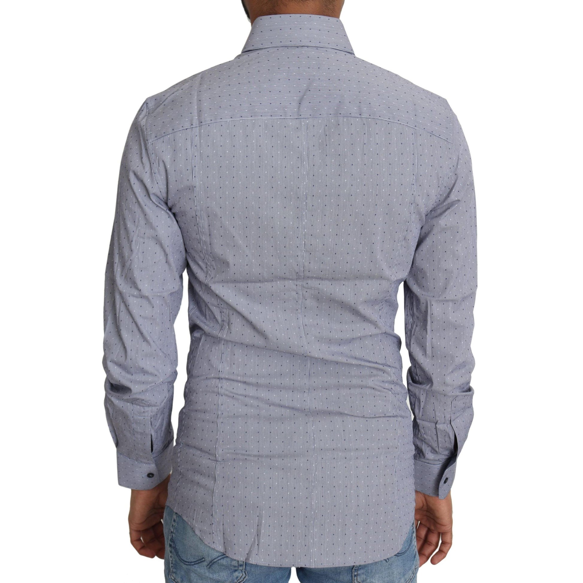 Dolce & Gabbana Gray Dotted Semi Fitted Formal SICILIA Shirt