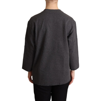 Dolce & Gabbana Gray Embroidered Women Pullover Sweater
