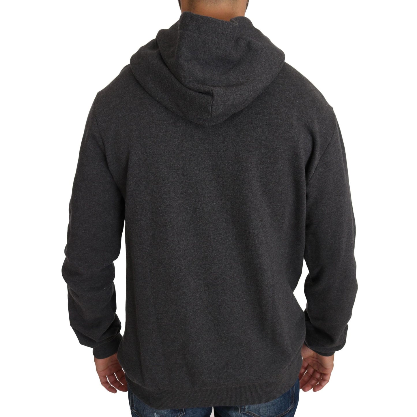 Dolce & Gabbana Gray Hooded Red Crystal Heart Gun Sweater