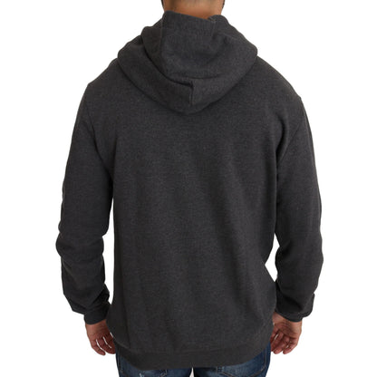 Dolce & Gabbana Gray Hooded Red Crystal Heart Gun Sweater