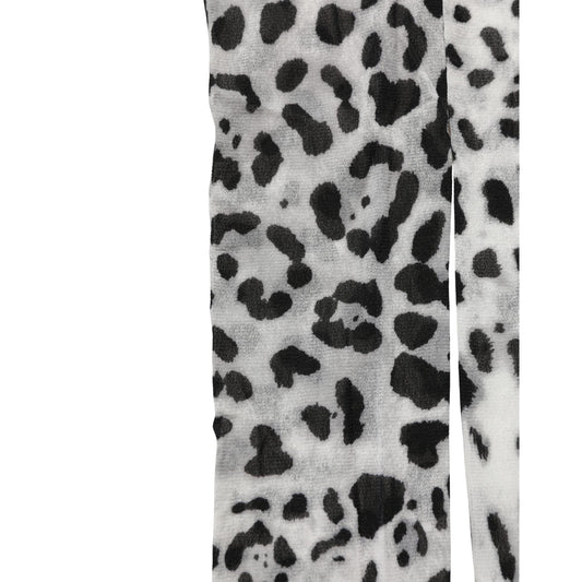 Dolce & Gabbana Gray Leopard Nylon Tights Stocking Pantyhose Socks