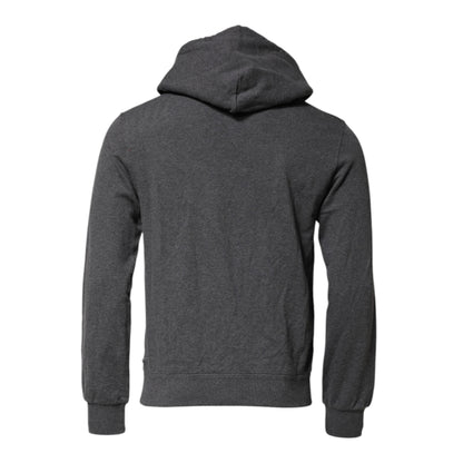 Dolce & Gabbana Gray Logo Patch Hooded Sweatshirt Sweater