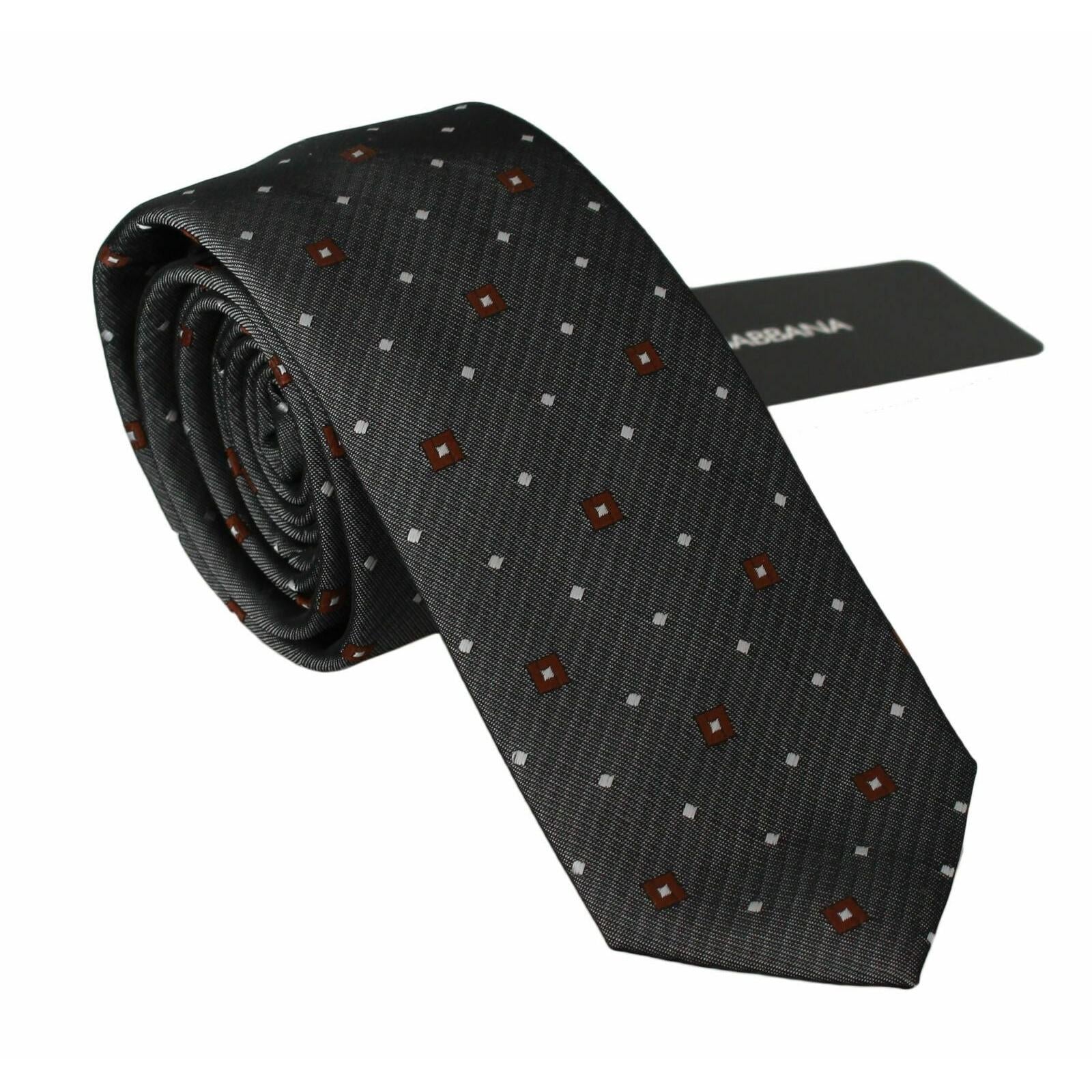 Dolce & Gabbana Gray Patterned Classic Mens Slim Necktie