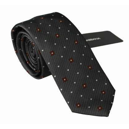 Dolce & Gabbana Gray Patterned Classic Mens Slim Necktie
