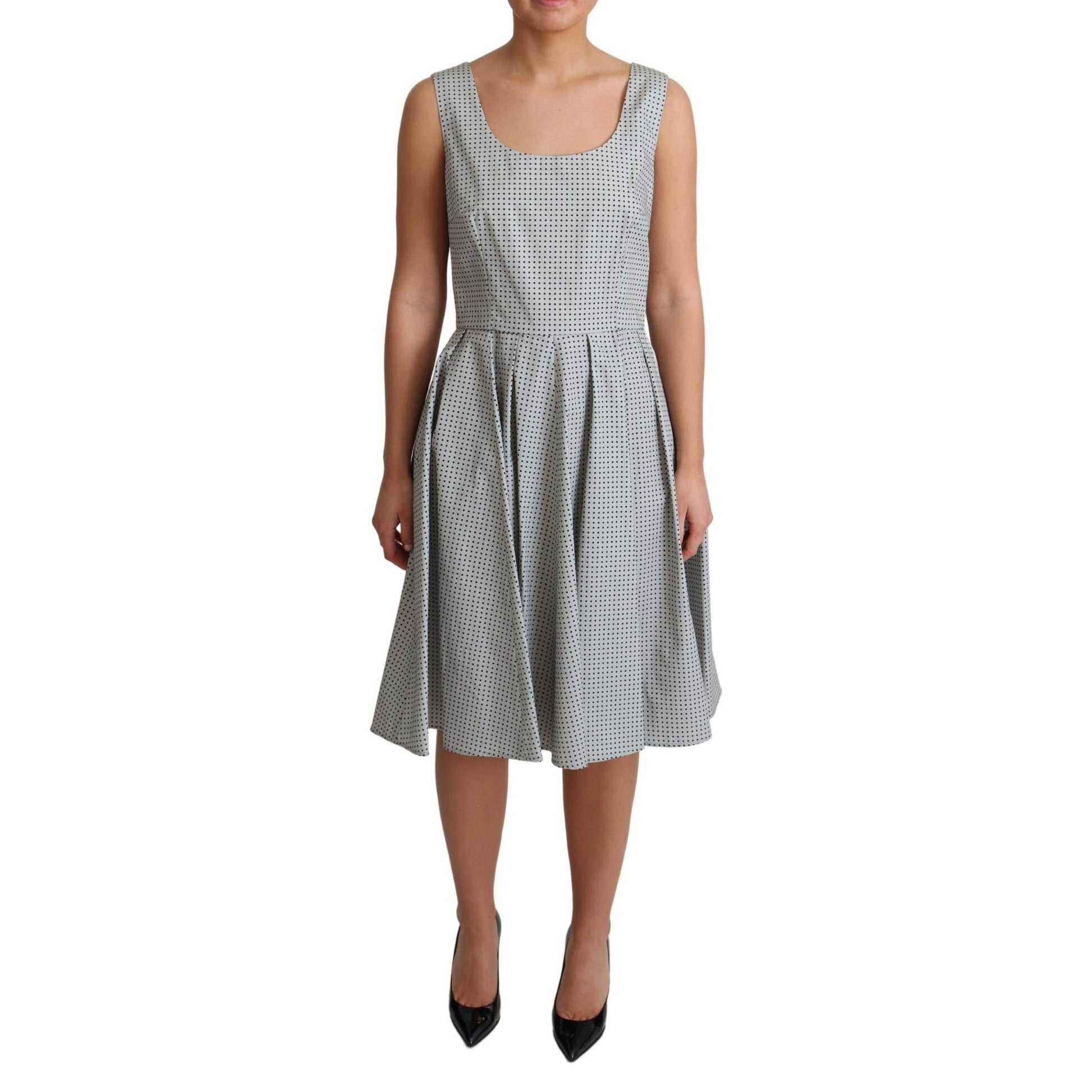 Dolce & Gabbana Gray Polka Dotted Cotton A-Line Dress