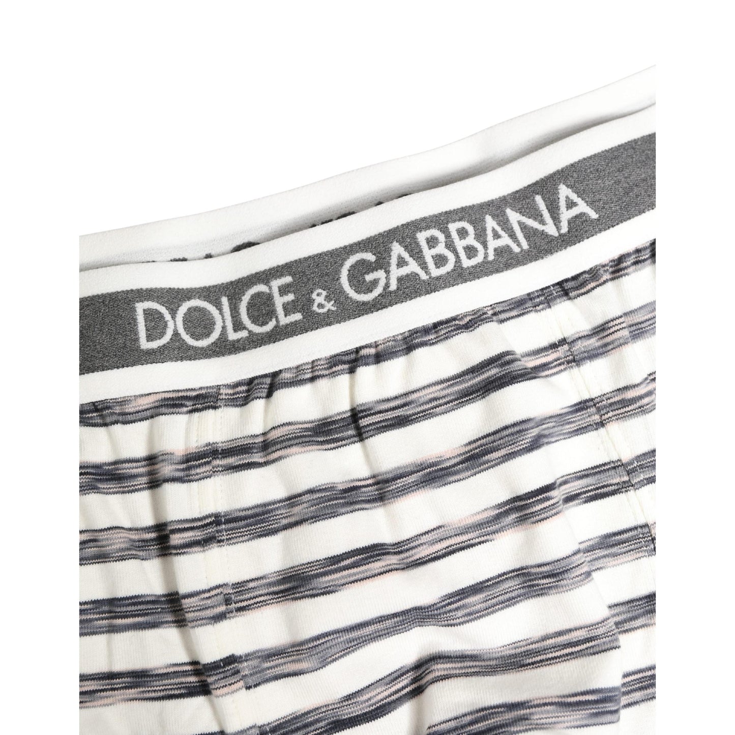 Dolce & Gabbana Gray White Stripes Men Regular Boxer Underwear