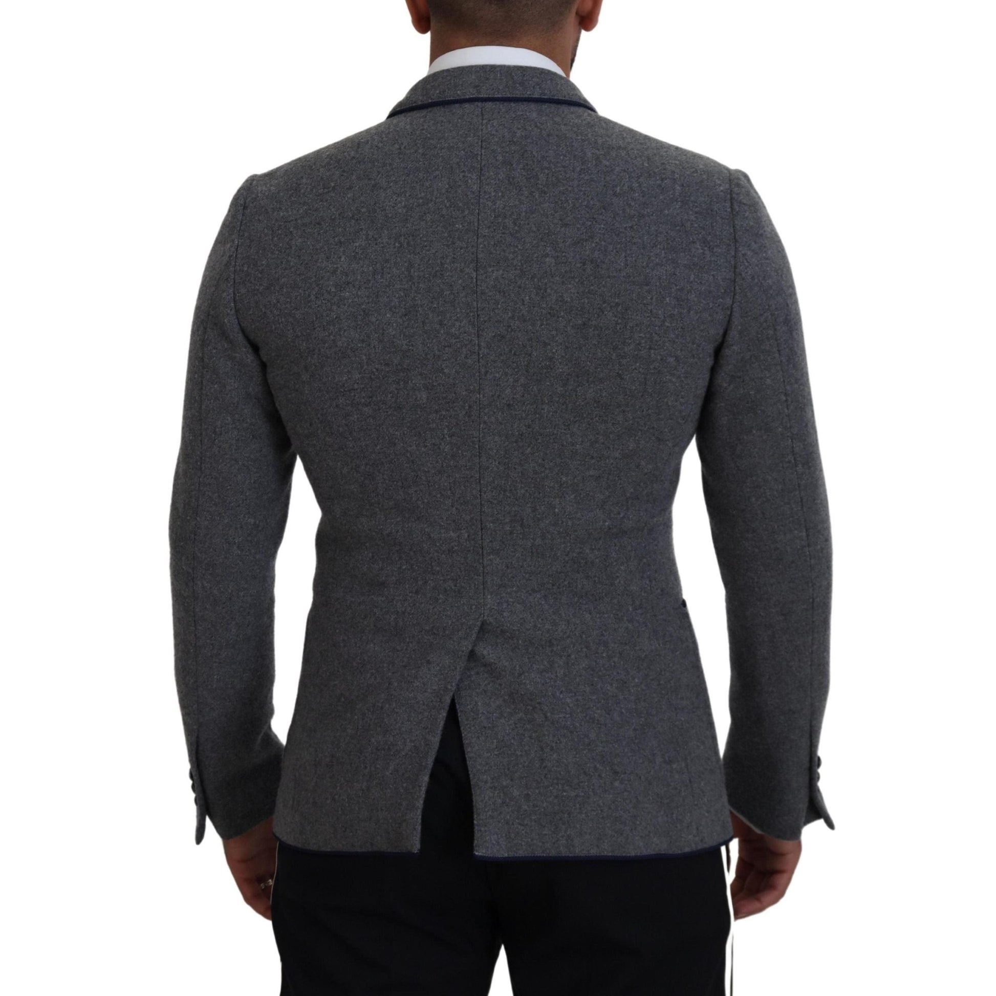 Dolce & Gabbana Gray Wool Roses Slim Fit Jacket Blazer