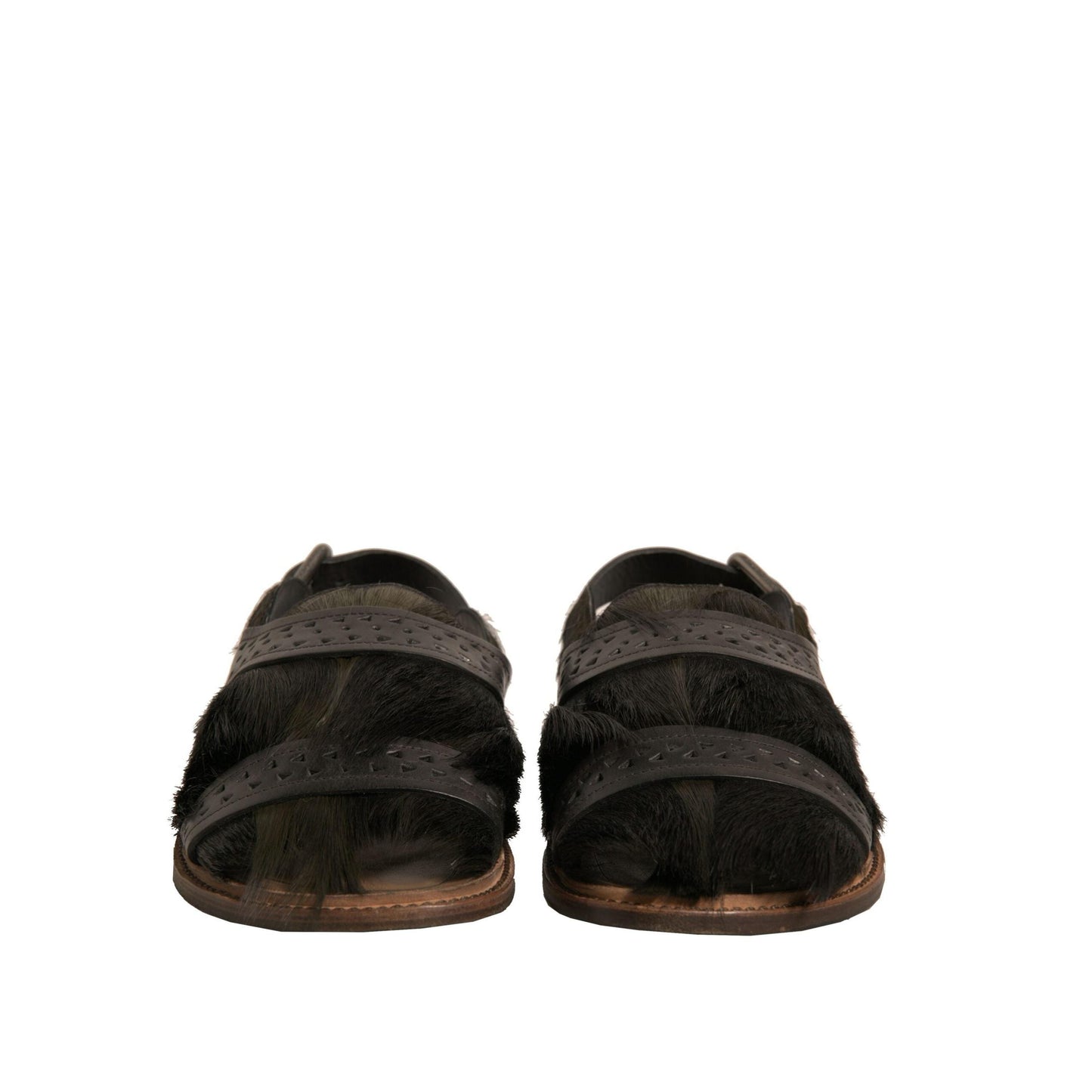 Dolce & Gabbana Green Gazelle Hair Leather Flats Sandals Shoes