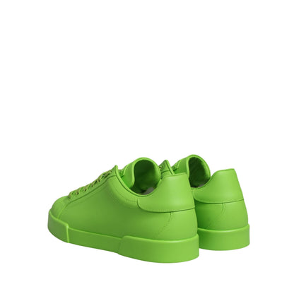 Dolce & Gabbana Green Leather Portofino Low Top Sneakers Shoes