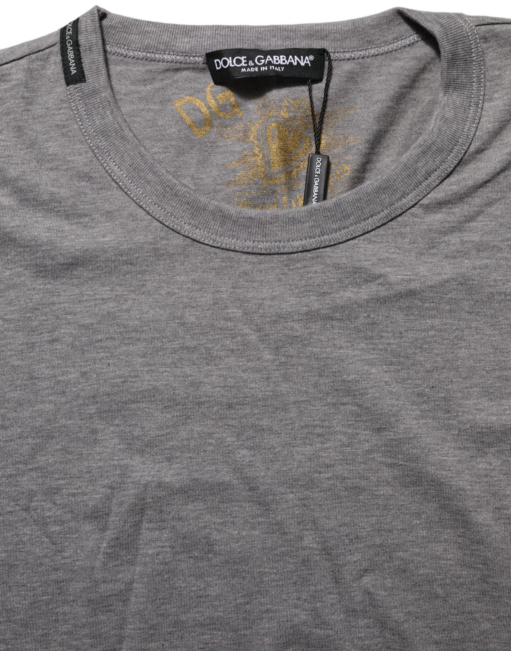 Dolce & Gabbana Grey Cotton Short Sleeves Crew Neck T-shirt