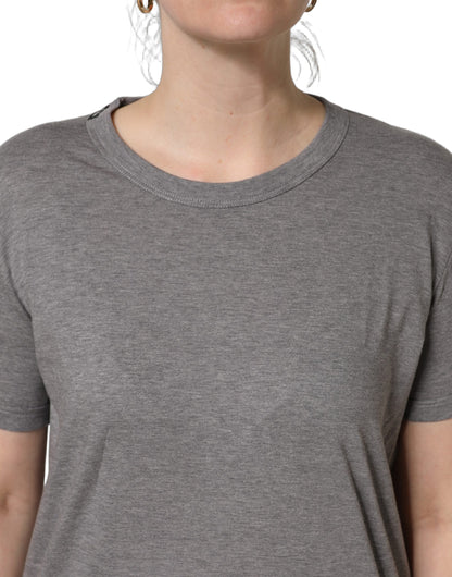Dolce & Gabbana Grey Cotton Short Sleeves Crew Neck T-shirt