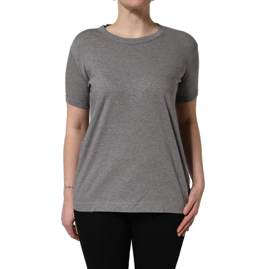 Dolce & Gabbana Grey Cotton Short Sleeves Crew Neck T-shirt