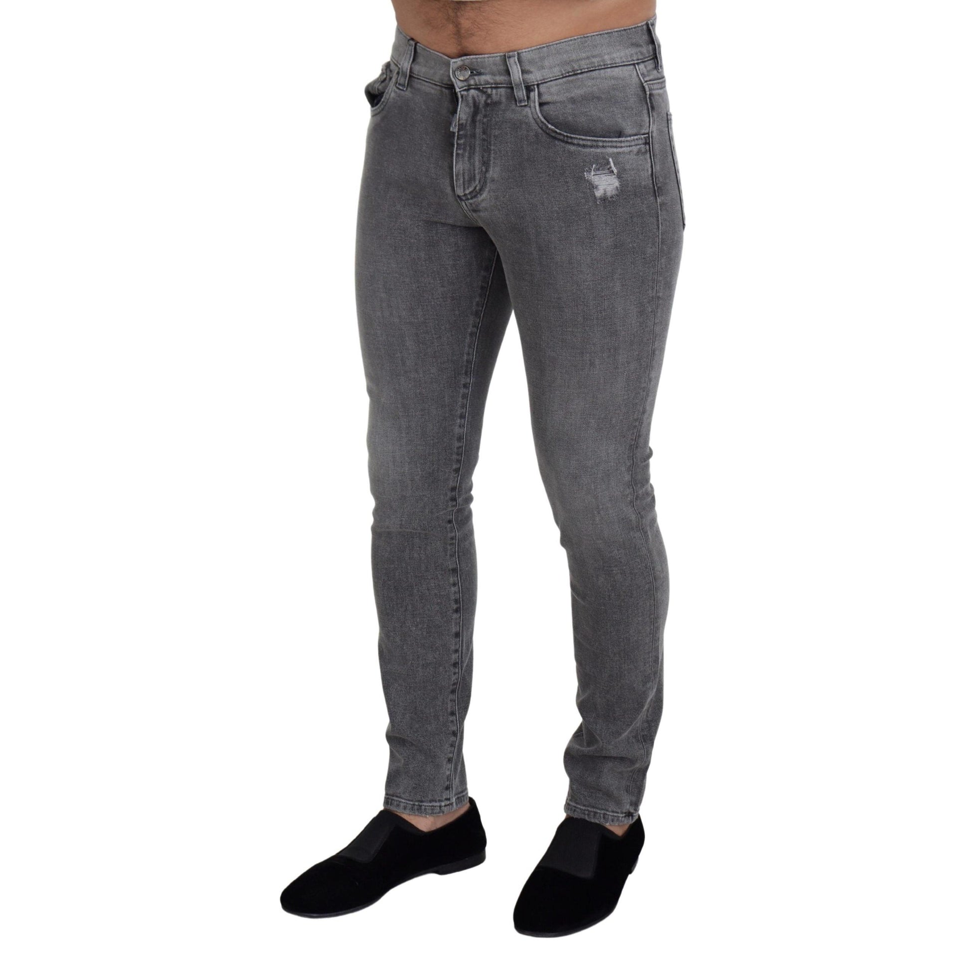 Dolce & Gabbana Grey Washed Cotton Skinny Denim Jeans