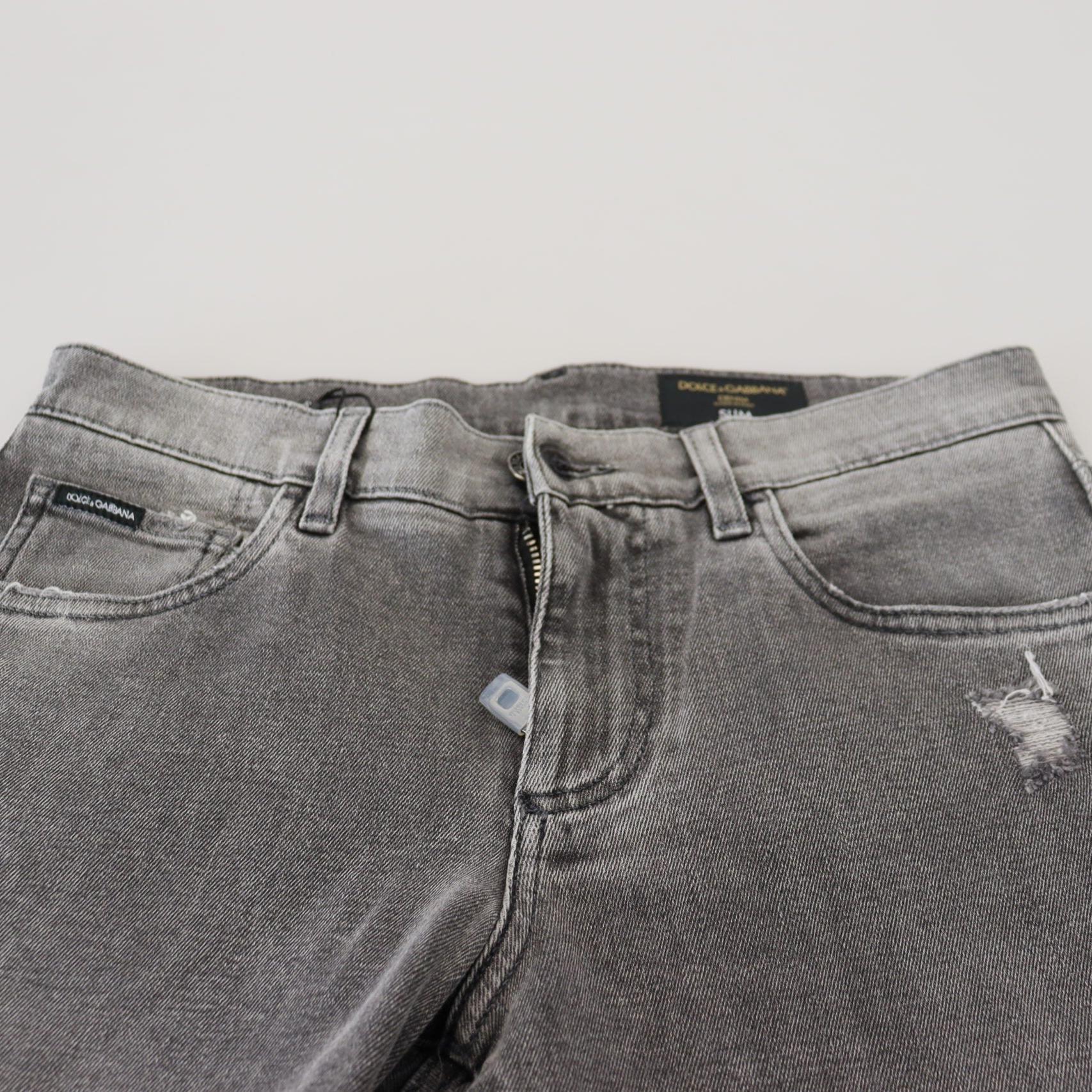 Dolce & Gabbana Grey Washed Cotton Skinny Denim Jeans
