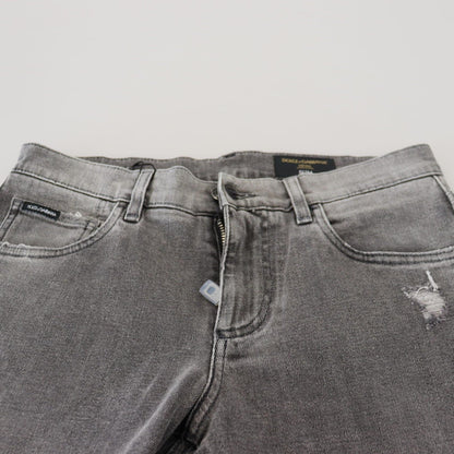Dolce & Gabbana Grey Washed Cotton Skinny Denim Jeans