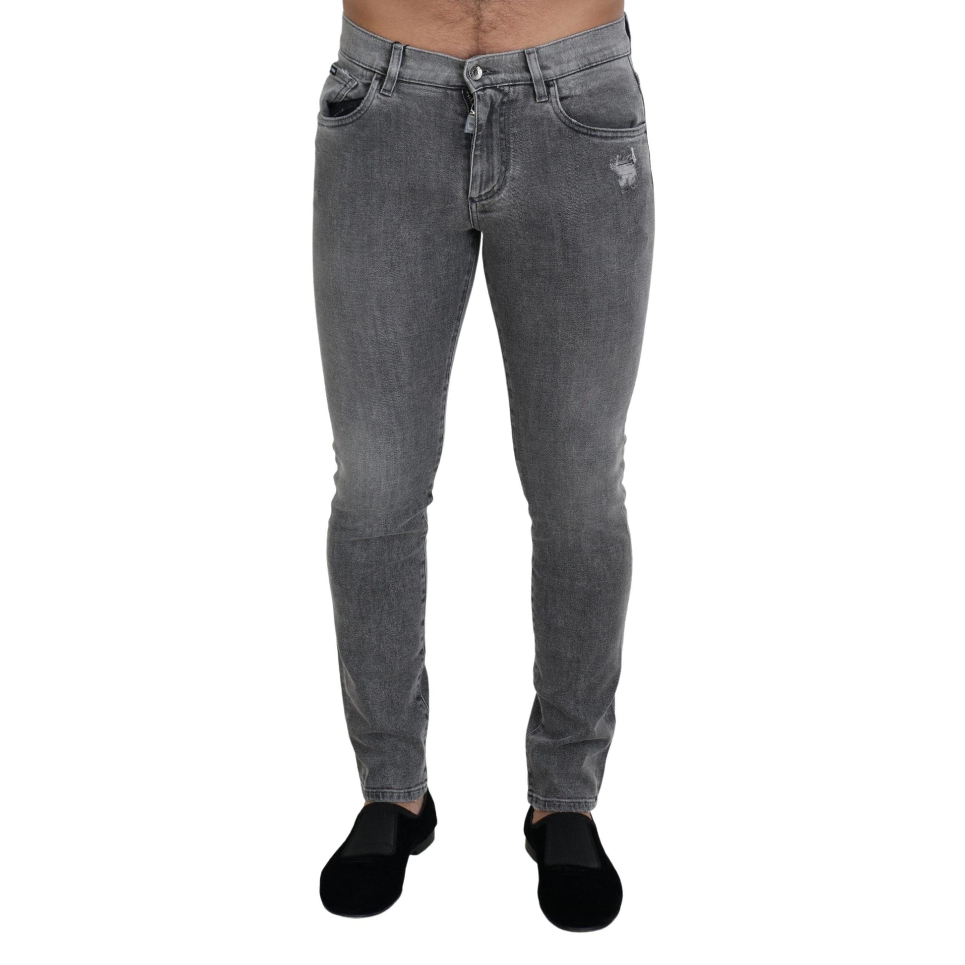 Dolce & Gabbana Grey Washed Cotton Skinny Denim Jeans
