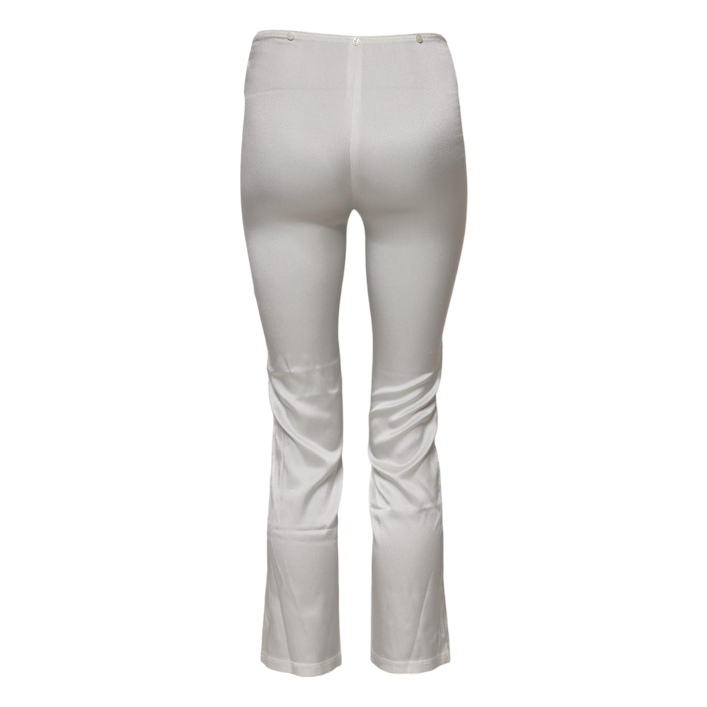 Dolce & Gabbana Ivory Silk Tapered High Waist Pants