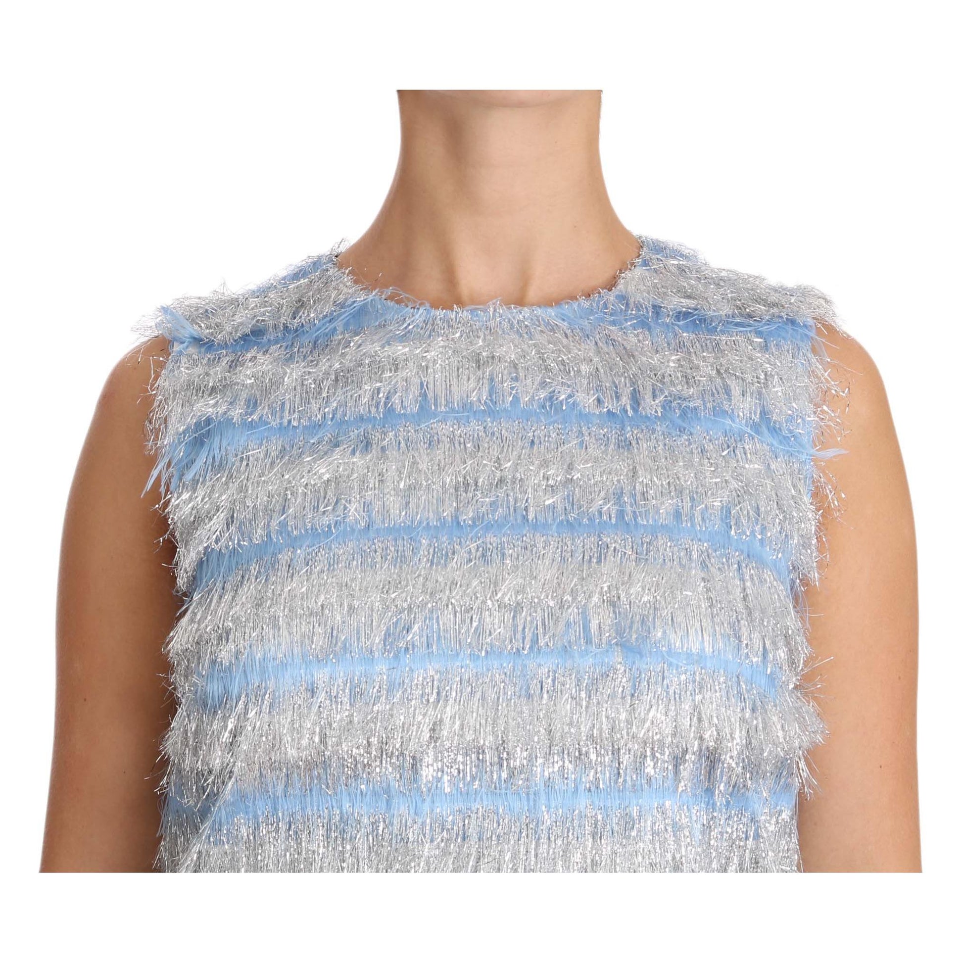 Dolce & Gabbana Light Blue Silver Shift Gown Dress