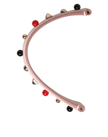 Dolce & Gabbana Light Pink Embellished Leather Bag Handle Shoulder Strap