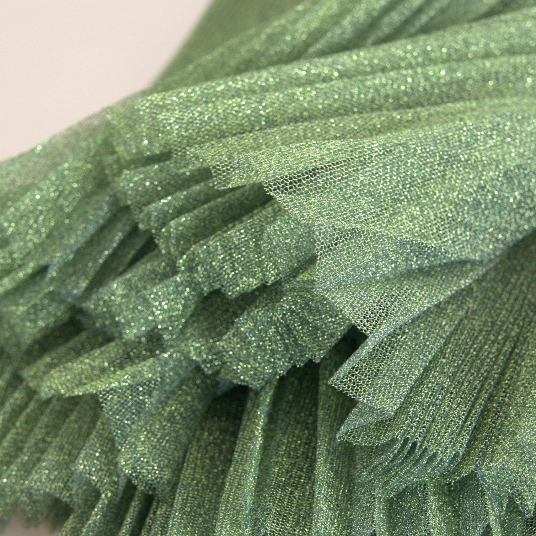 Dolce & Gabbana Metallic Green High Waist A-line Pleated Skirt
