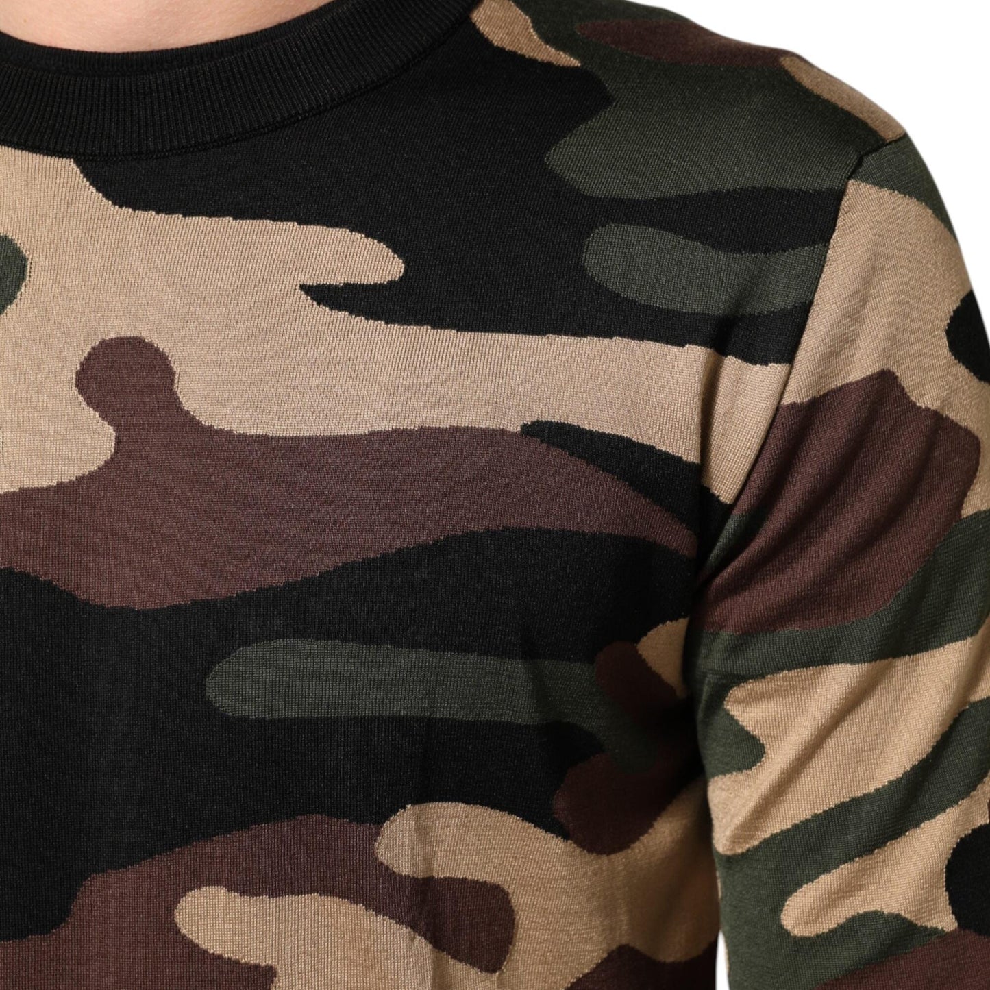 Dolce & Gabbana Multicolor Camouflage Crew Neck Men Pullover Sweater