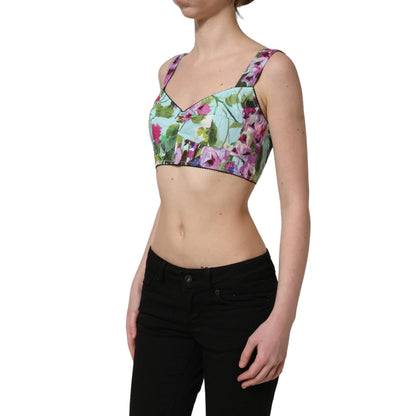 Dolce & Gabbana Multicolor Floral Cropped Bustier Tank Top