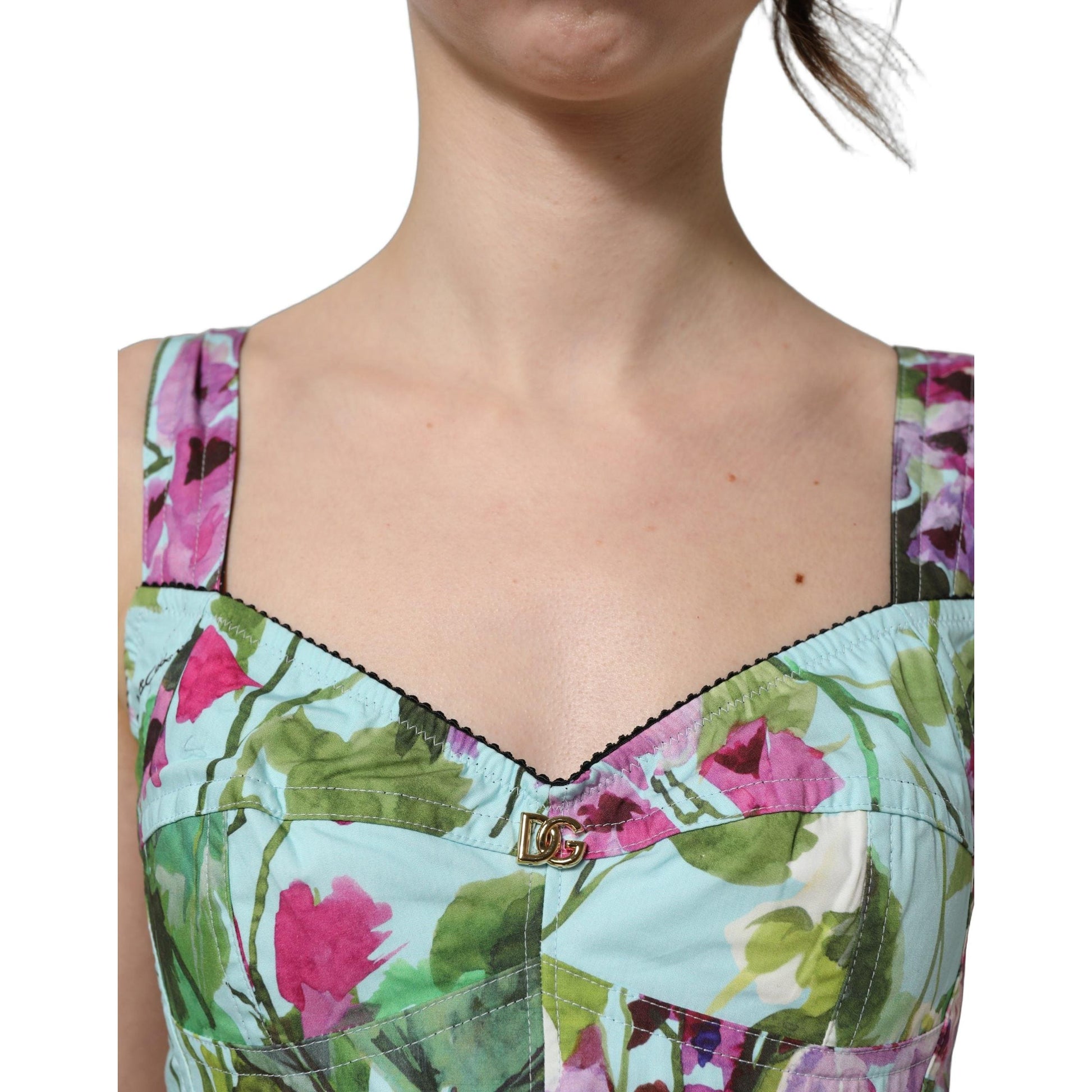 Dolce & Gabbana Multicolor Floral Cropped Bustier Tank Top