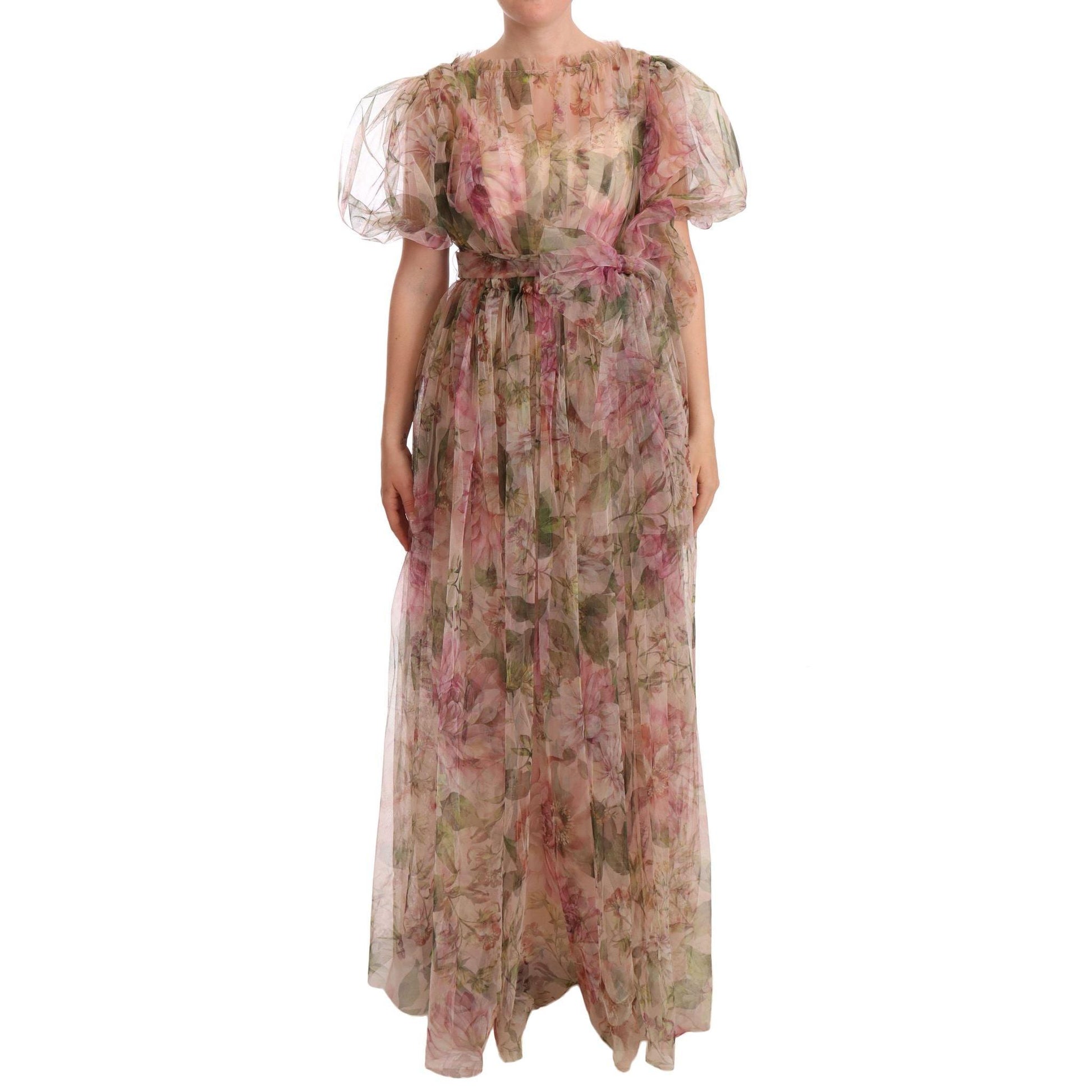 Dolce & Gabbana Multicolor Floral Print Long Maxi Gown Dress
