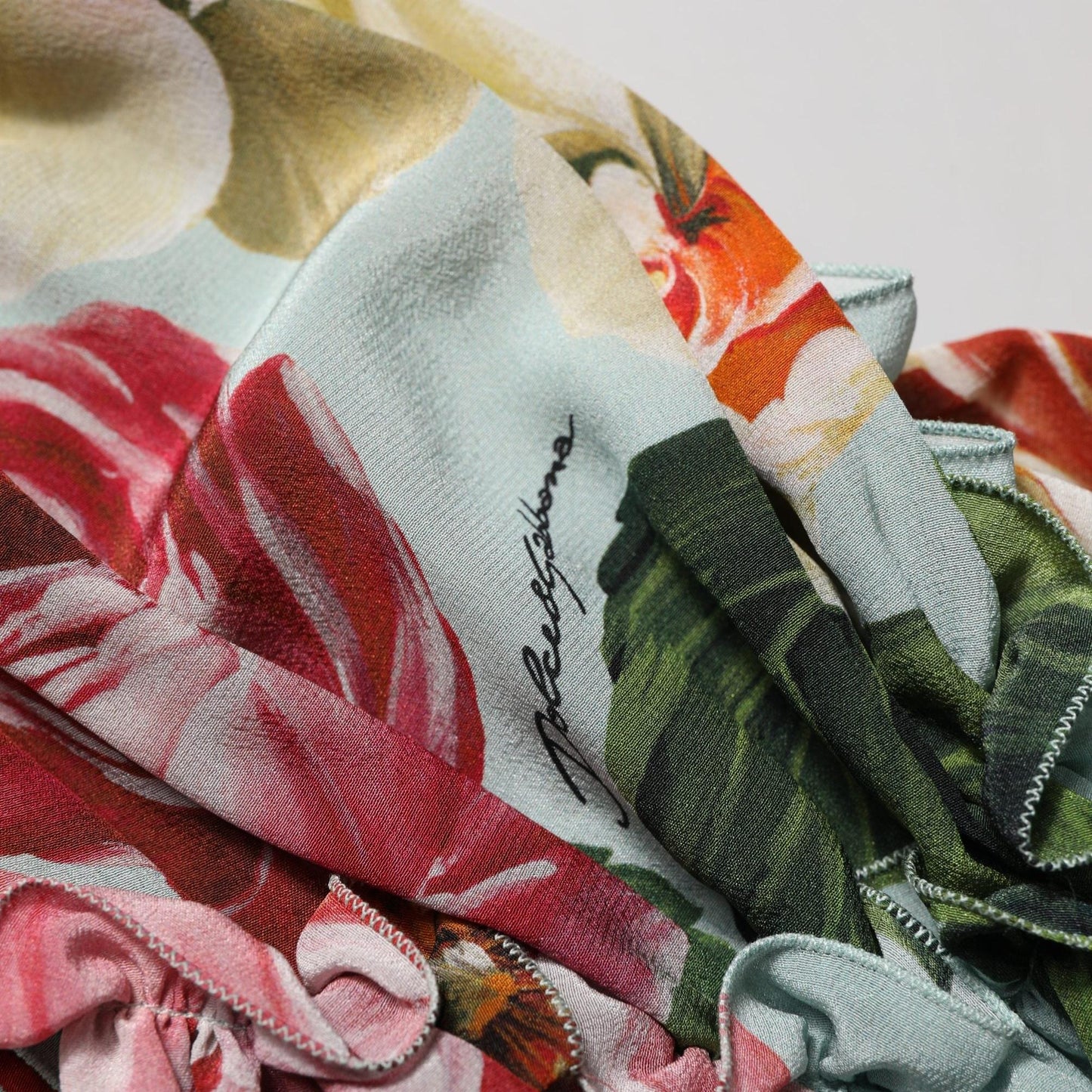 Dolce & Gabbana Multicolor Floral Silk Cropped Shirt Top